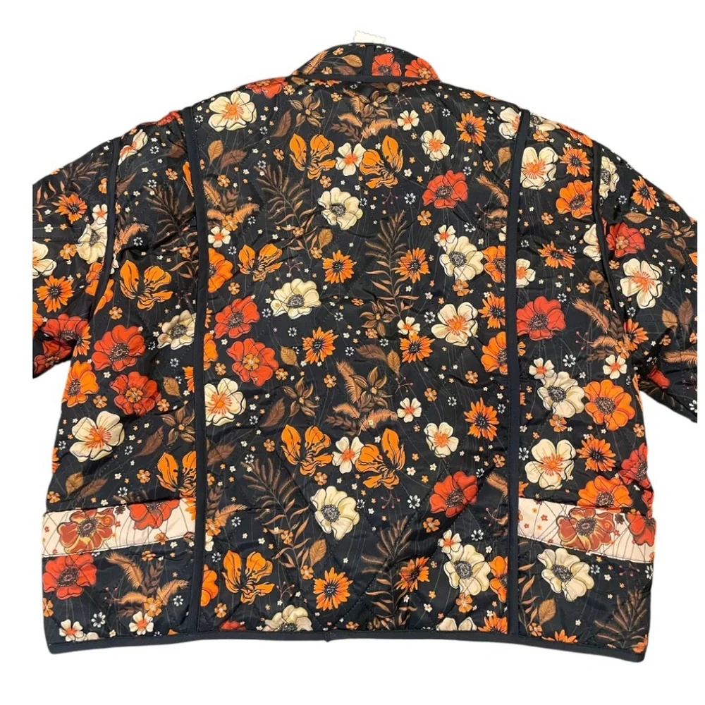 Simply Southern Black and Orange Bomber Jacket Floral Design - Picture 5 of 10